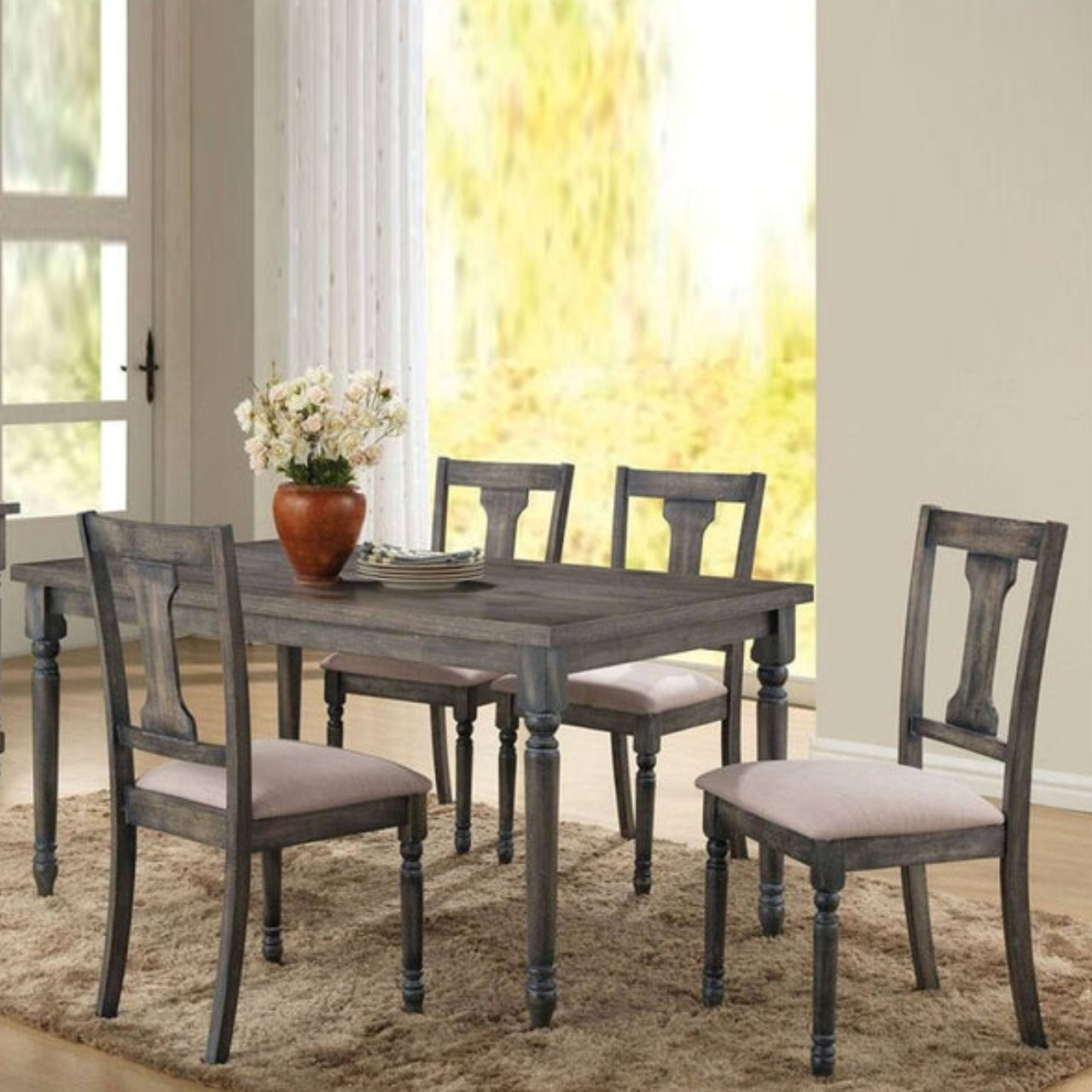 Dining Set  Person Counter Height Solid Oak Dining Set