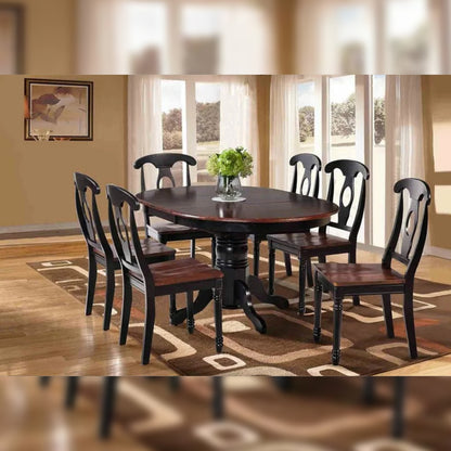 Dining Set: Round Dining Table, Solid Wood 6 Seater Dining Set