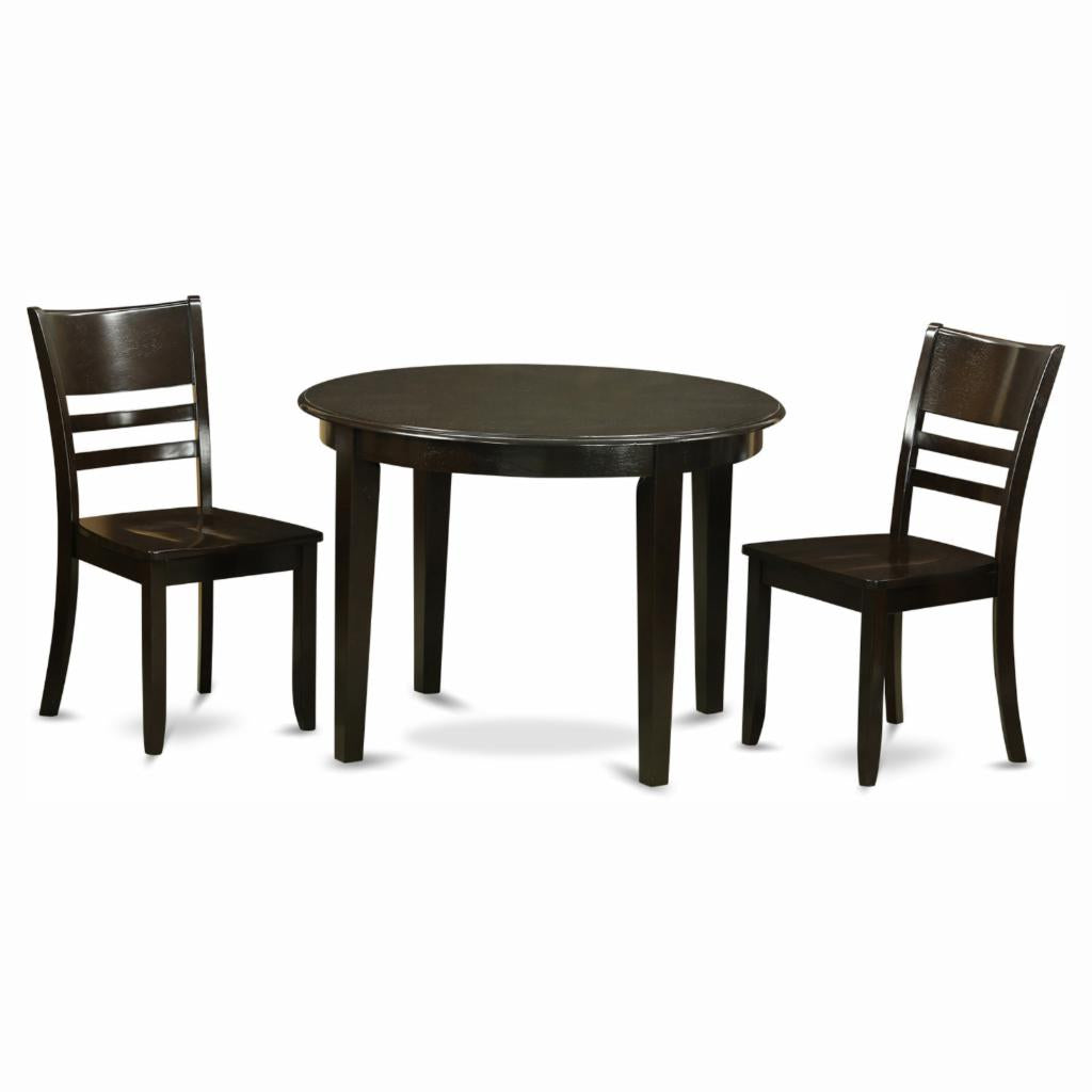 Dining Set: Round Dining Table with Wooden Seat Chairs