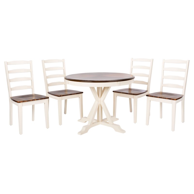 Dining Set : Round Solid Wood Dining Table & chair
