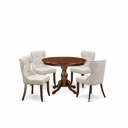 Dining Set: Rubberwood Solid Wood 4 Seater Breakfast Nook Dining Set