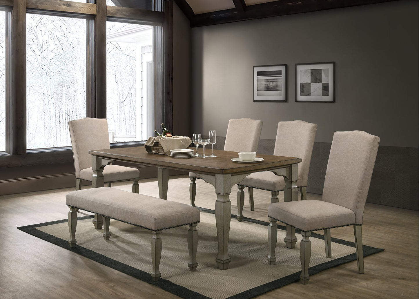 Dining Set: Solid Wood 4 - Person Dining Set