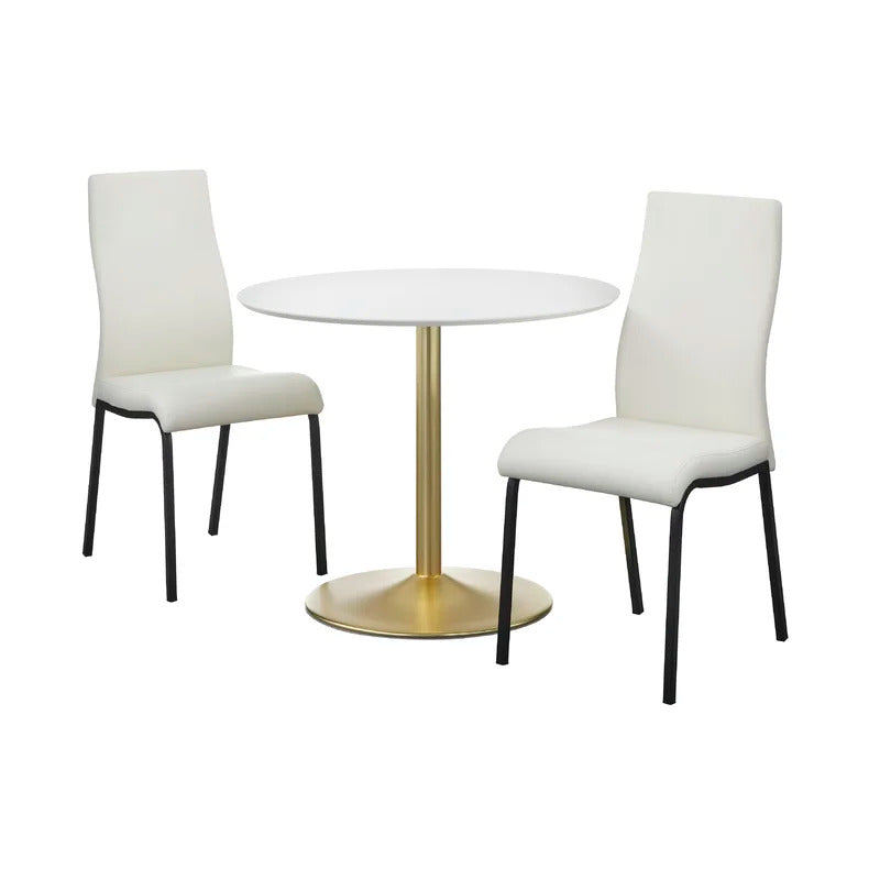 Dining Set: White Round Dining Table With 2 Chairs