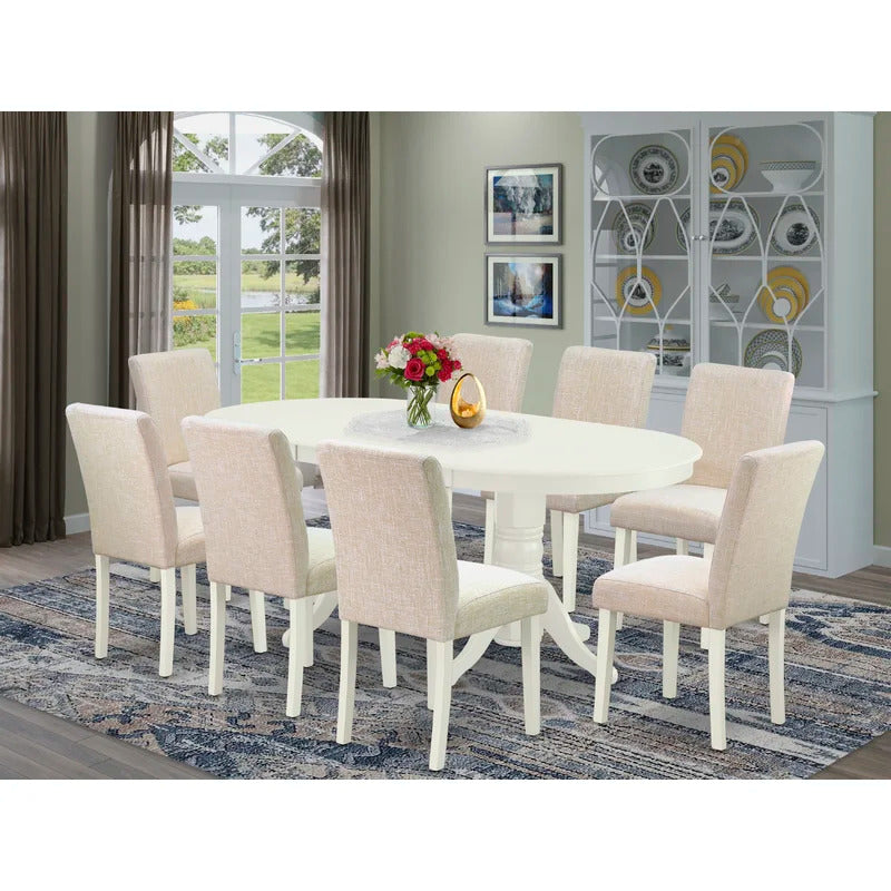 8 Seater Dining Set: Luxurious Solid Wood Round Dining Table 