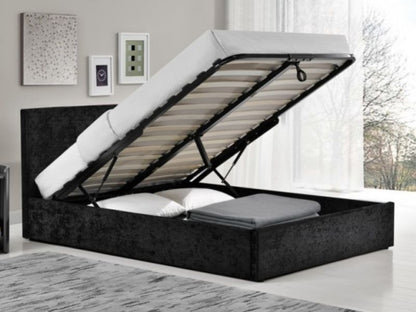 Double Bed Black Crushed Velvet Double Bed