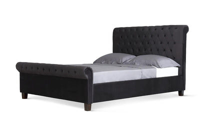 Double Bed: Black Velvet Double Bed