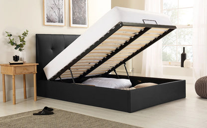 Double Bed:  Covershine Black Leather Fabric Double Bed