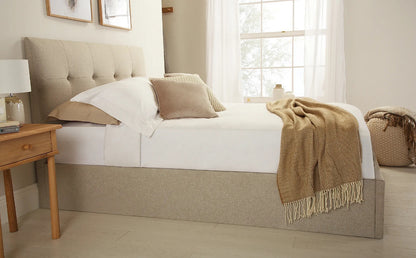 Double Bed:  Covershine Oatmeal Fabric Double Bed