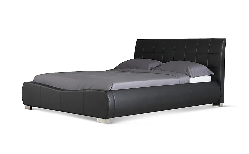 Double Bed: Dorato Black Leatherette Double Bed – GKW Retail