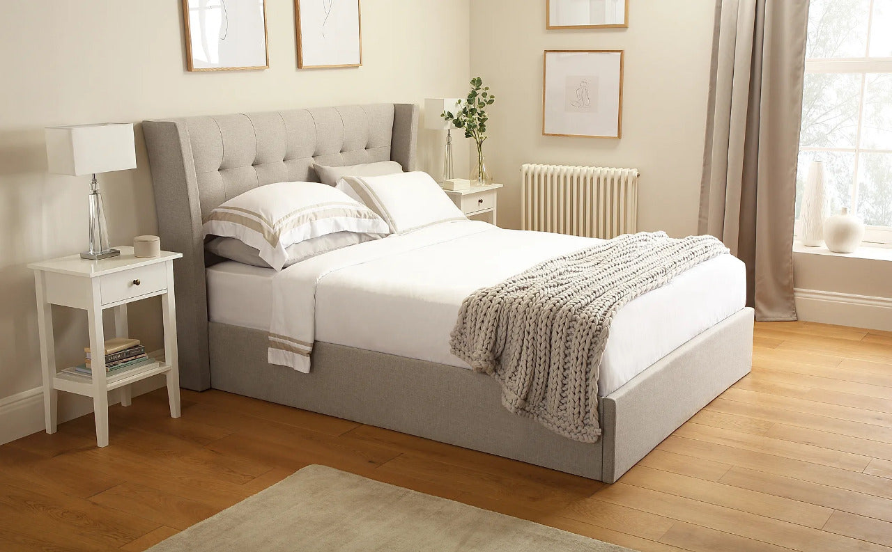 Double Bed: Kenle Oatmeal Fabric  Double Bed