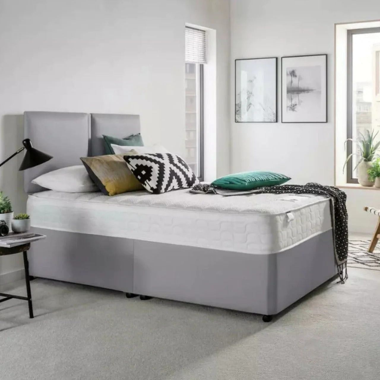 Divan Bed: Light Grey Divan Bed