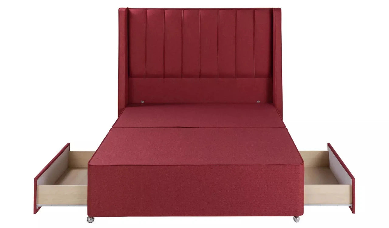 Double Bed: Luxurious Fabric 2 Drawer Double Bed
