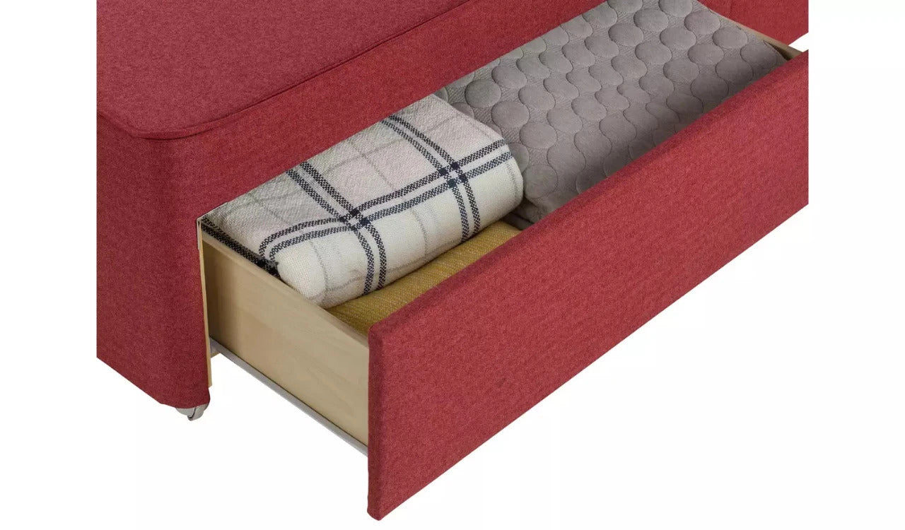 Double Bed: Luxurious Fabric 2 Drawer Double Bed