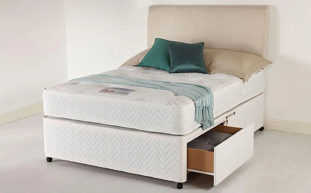Double Bed: Memory Foam 4 Drawer Double Divan Bed