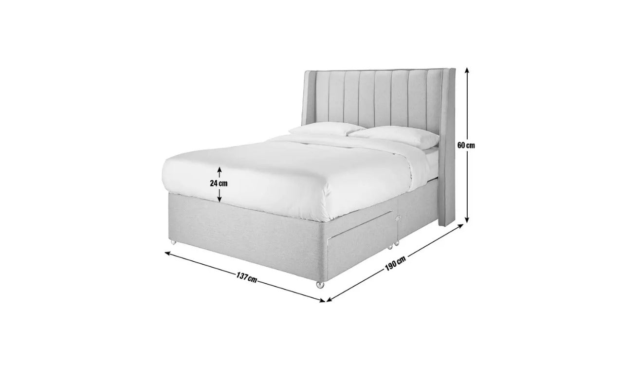 Double Bed: Luxurious Fabric 2 Drawer Double Bed With Storage