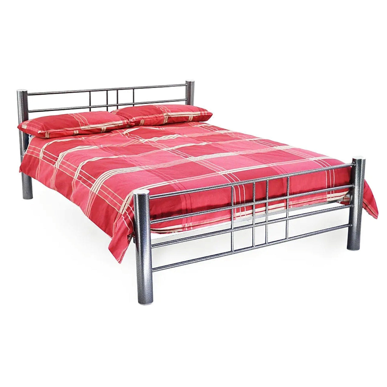 Metal Bed: Silver Metal Double Bed