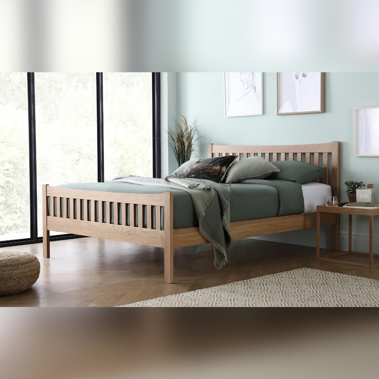 Double Bed Solid Oak Wooden Double Bed