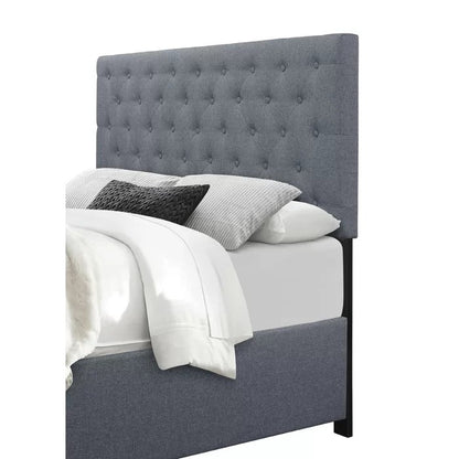Double Bed: Upholstered Low Profile Standard Bed With Storage 