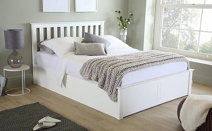 Double Bed: White Wooden Double Bed