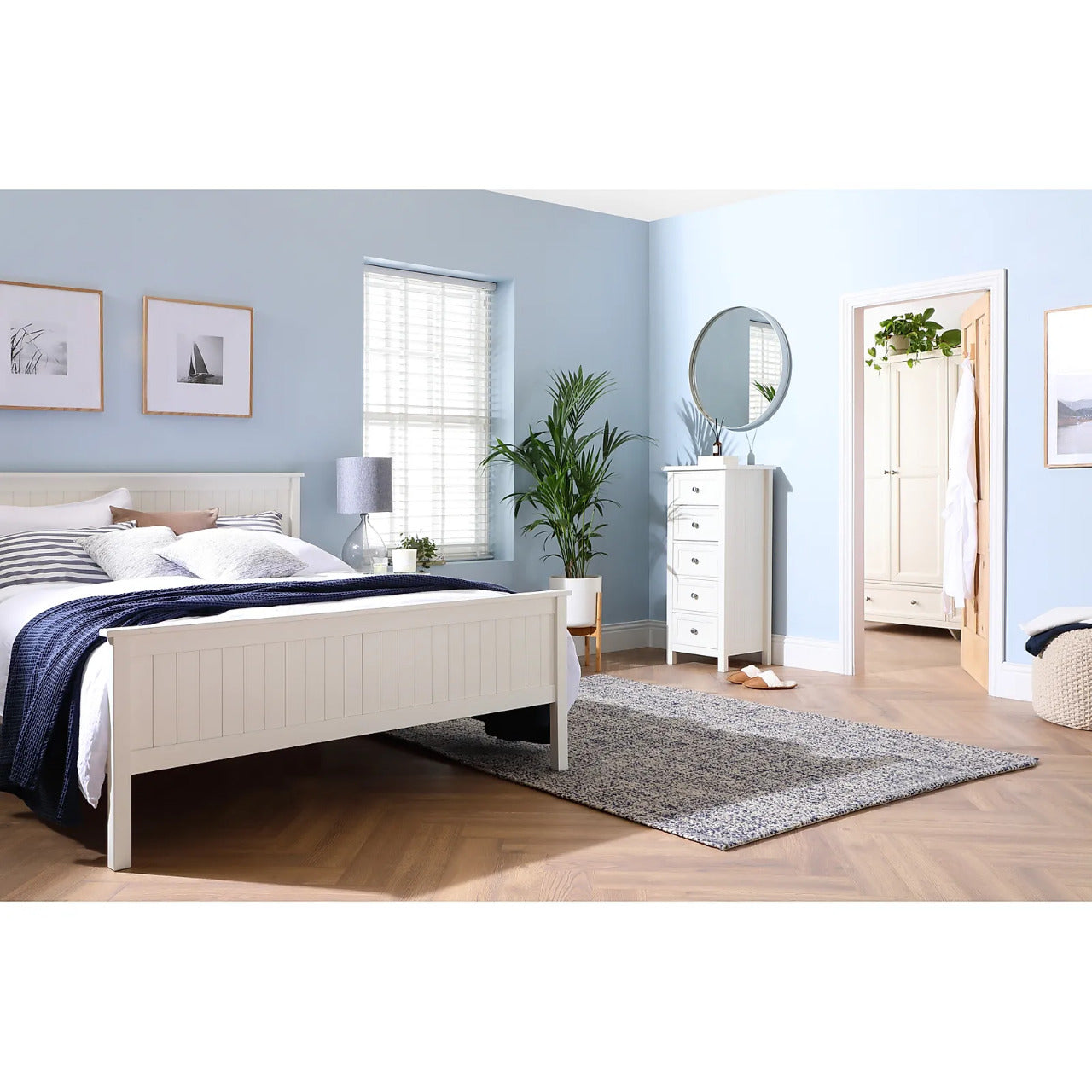 Double Bed White Wooden Double Bed GKW Retail