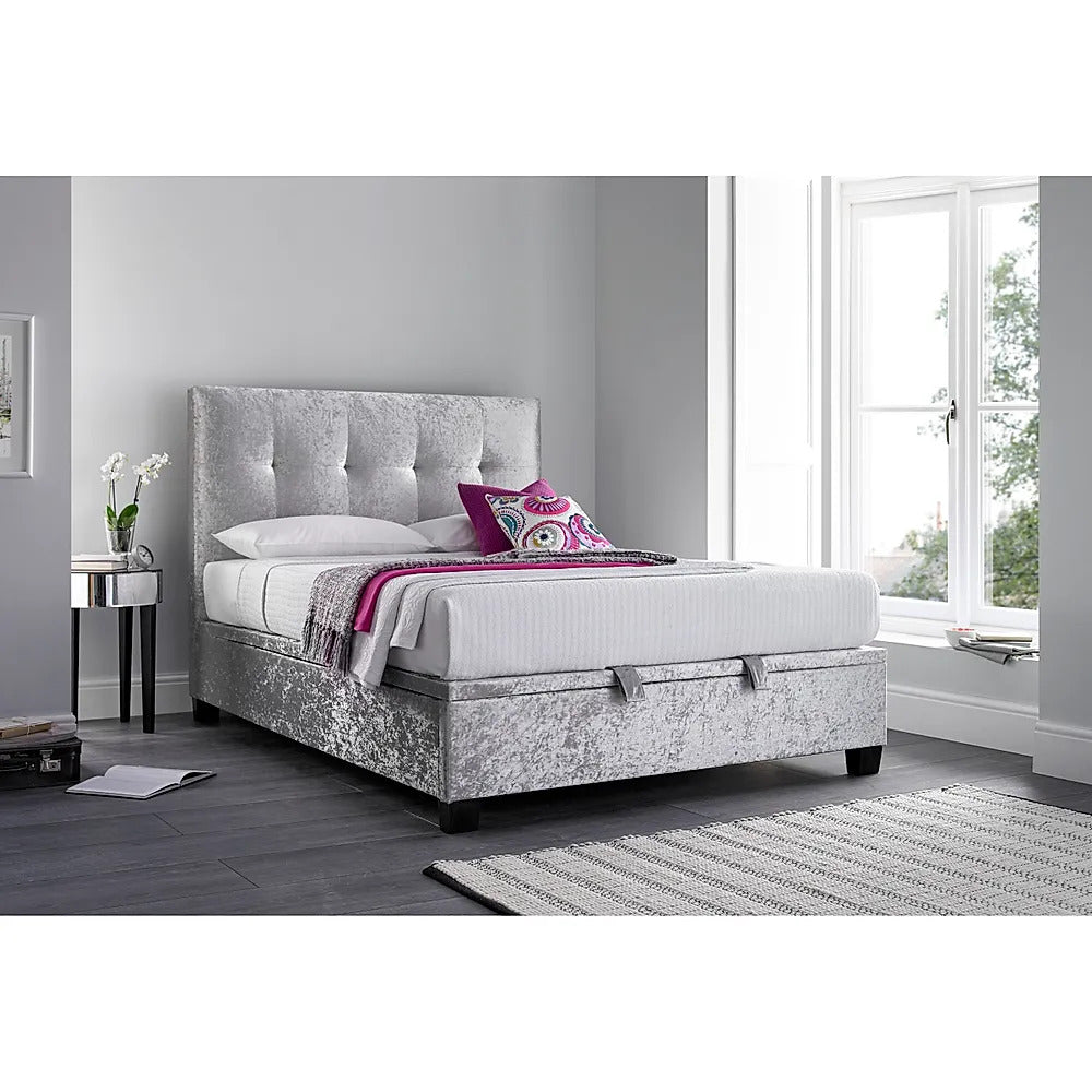Double Bed: Worth Walk Silver Crushed Fabric  Double Bed