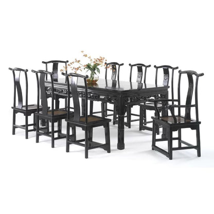 8 Seater Dining Set: Double Pedestal High Gloss Dining Table Set with 8 Luxury Faux Leather Dining Chairs