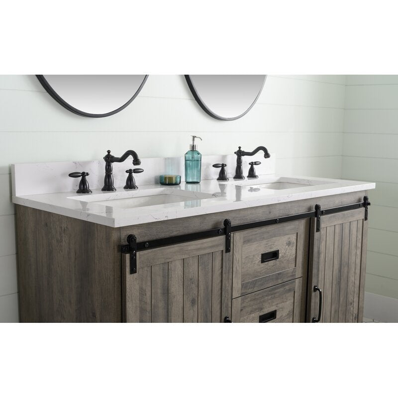 Double Sink Vanities: 54" Double Bathroom Vanity Set