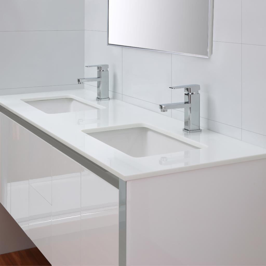 Double Sink Vanities: 60 in. White Double Bathroom Vanity