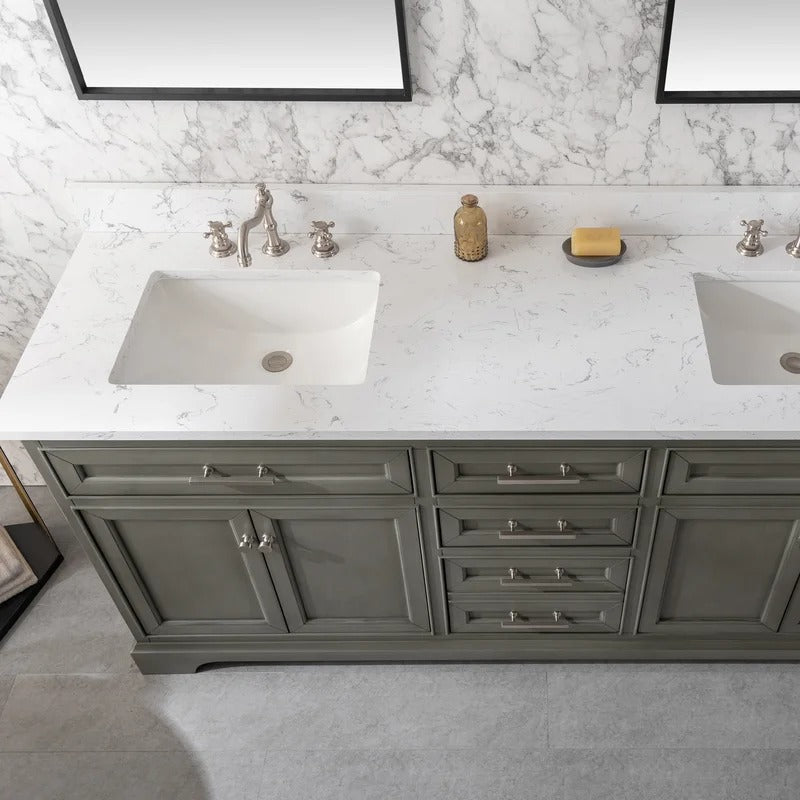 Double Sink Vanities: 72" Double Bathroom Vanity Set