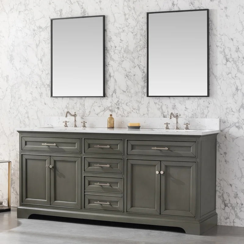 Double Sink Vanities: 72" Double Bathroom Vanity Set