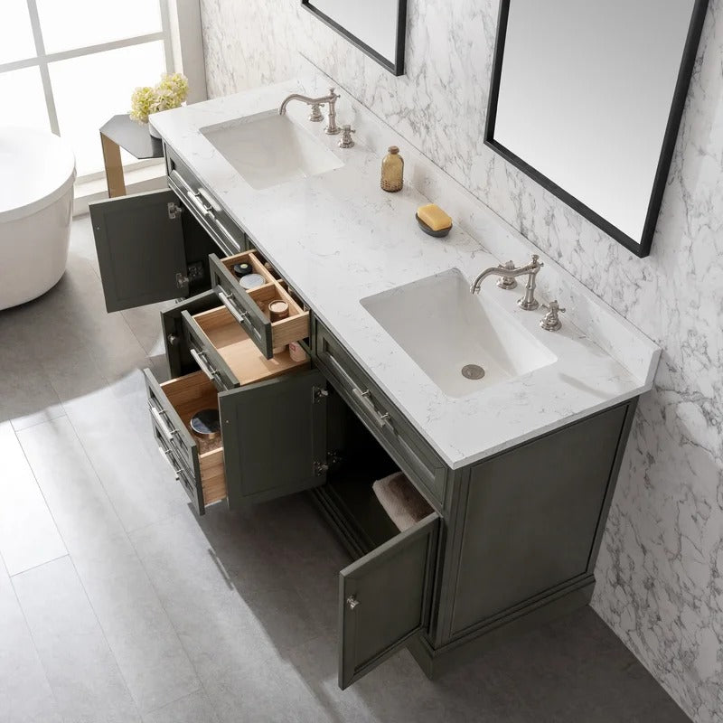 Double Sink Vanities: 72" Double Bathroom Vanity Set