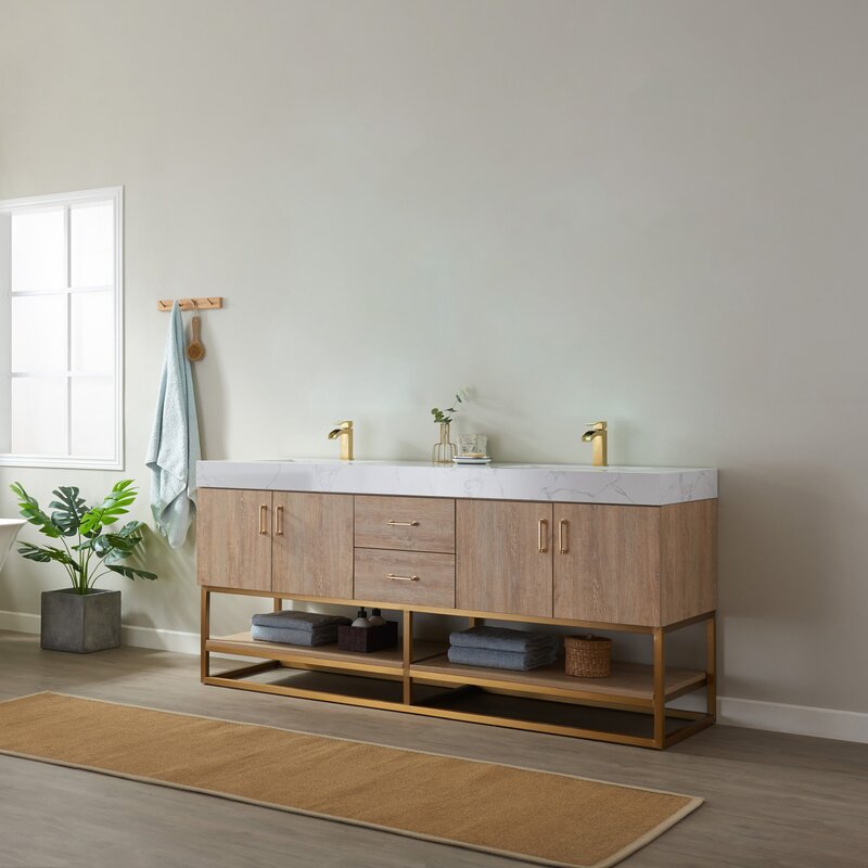 Double Sink Vanities: 72" Double Bathroom Vanity Set