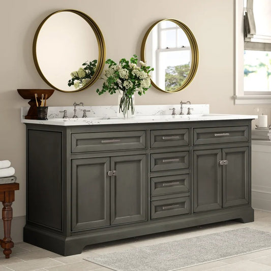 Double Sink Vanities: 72" Double Bathroom Vanity Set