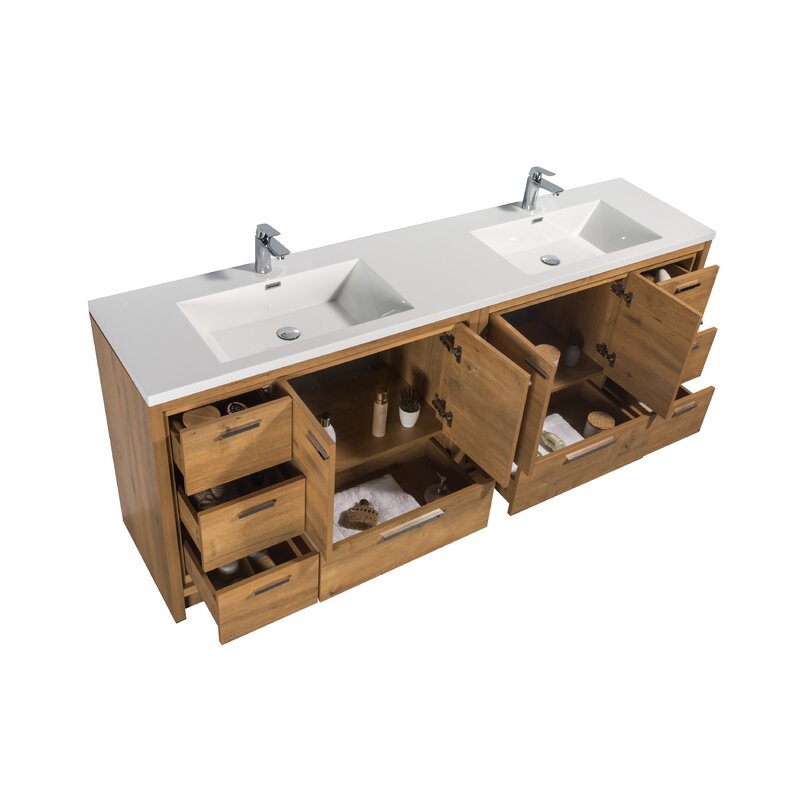 Double Sink Vanities: 83" Double Bathroom Vanity Set