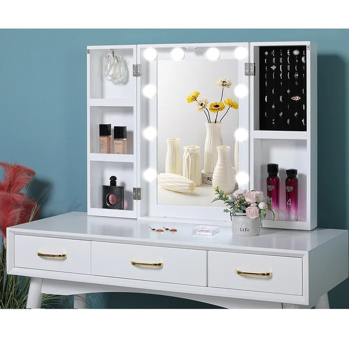 White Lighting Wooden Dressing Table, For Home, Size: 3x5.8 Feet at Rs  35000 in Mumbai
