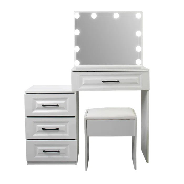 Dressing Table: 14.66'' Wide Vanity Set with Stool and Mirror