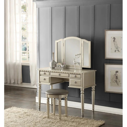 Dressing Table: 19'' Wide Vanity Set with Stool and Mirror