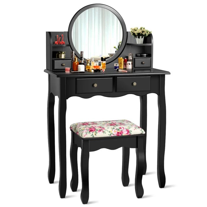 Dressing Table: 29.5'' Wide Vanity Set with Stool and Mirror