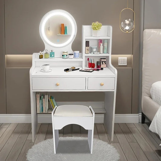 Dressing Table: 31.5'' Wide Vanity Set with Stool and Mirror