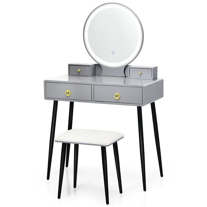 Dressing Table: 31'' Wide Vanity Set with Stool and Mirror