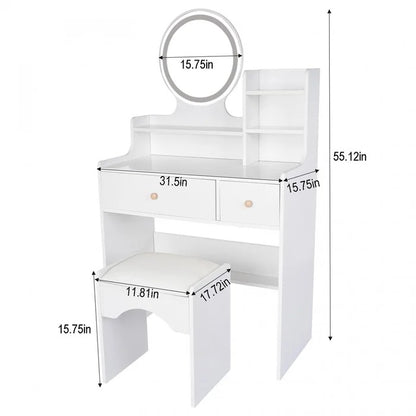 Dressing Table: 31'' Wide Vanity Set with Stool and Mirror