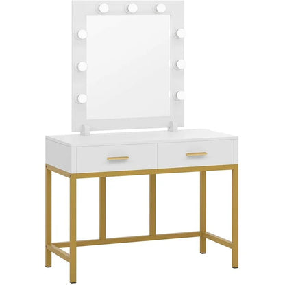 Dressing Table: 35.43'' Wide Vanity with Mirror