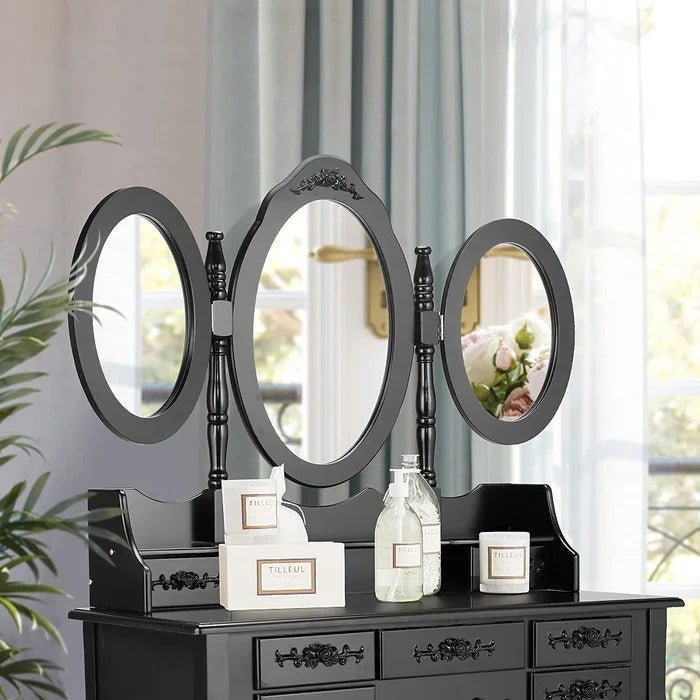 Dressing Table: 35'' Wide Vanity Set with Stool and Mirror