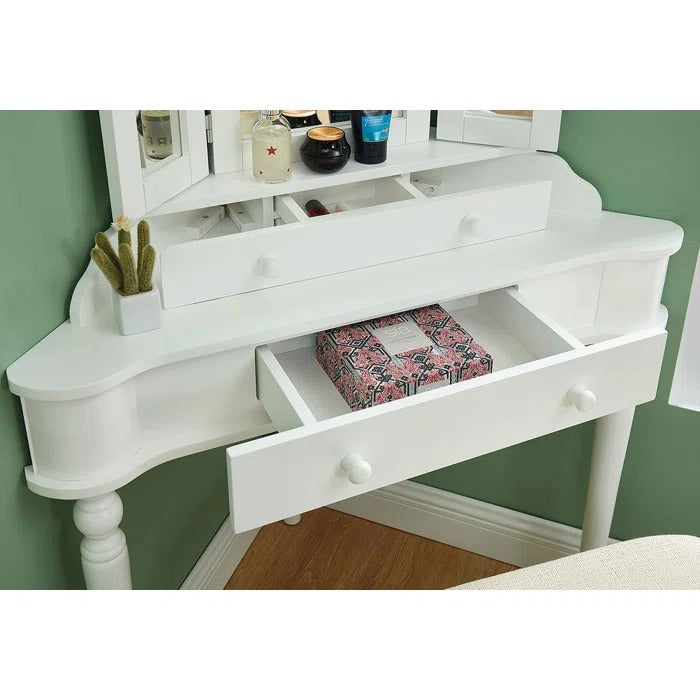 Dressing Table: 37.5'' Wide Vanity Set with Stool and Mirror