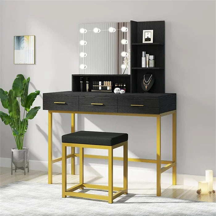 Dressing Table: 39'' Wide Vanity Set with Stool and Mirror