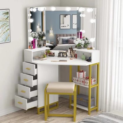 Dressing Table: 41.7'' Wide Vanity Set with Stool and Mirror