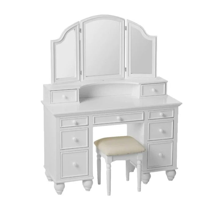 Dressing Table: 47.25'' Wide Vanity Set with Stool and Mirror