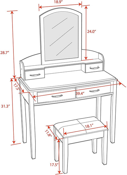 Dressing Table: Drawers and Chair Dressing Table