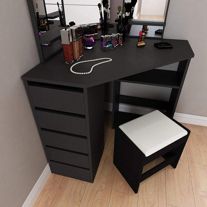 Dressing Table Dresser Desk Dressing Furniture for Bedroom Bathroom (Black) 