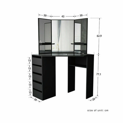 Dressing Table Dresser Desk Dressing Furniture for Bedroom Bathroom (Black)